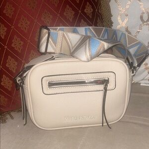 Montana West Beige Crossbody Bag with Patterned Strap